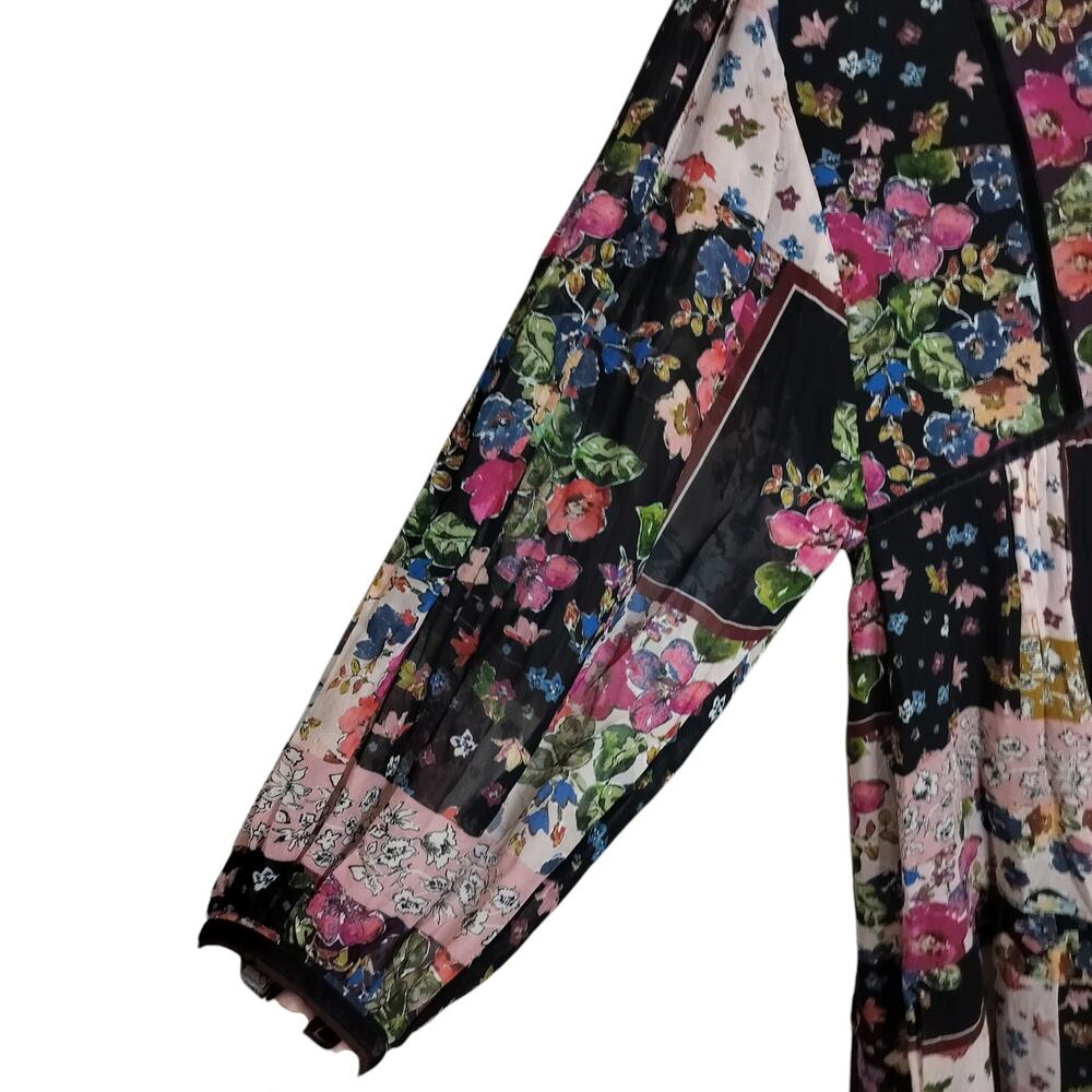4644) Johnny Was Cruces Patchwork A Line Floral Midi Dress XS - Picture 4 of 11